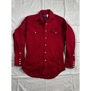Wrangler Men’s Small Shirt Red Pearl Snap Cowgirl/cowboy Western Flaw Read